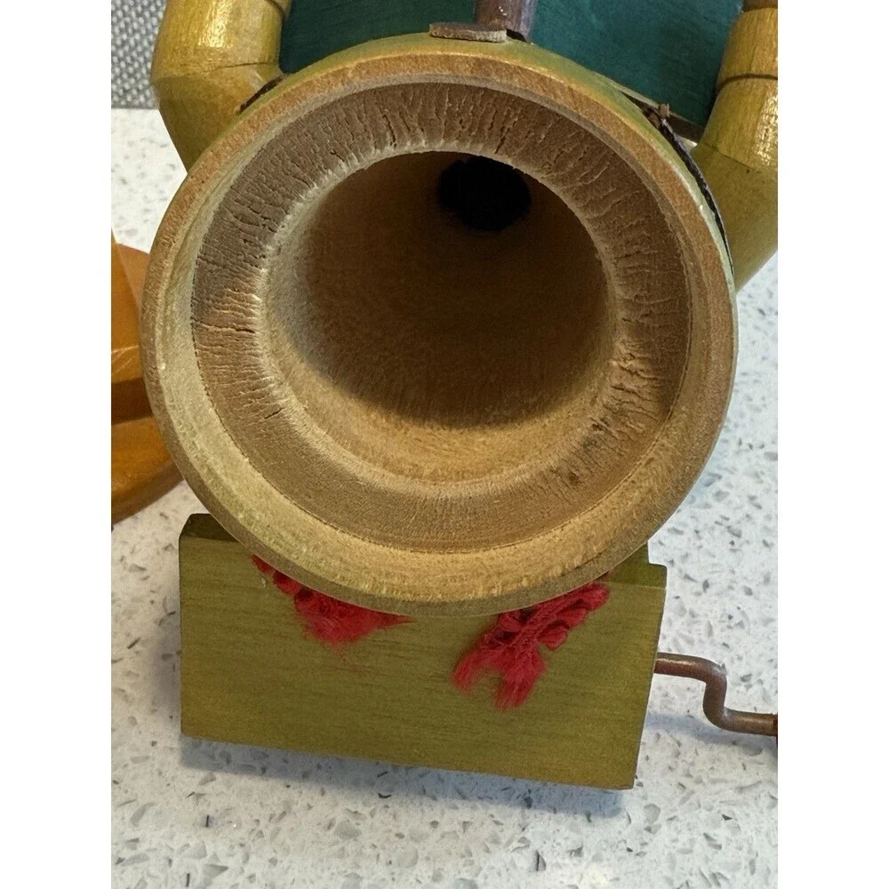 Vintage Steinbach German Wooden Smoker with Crank Music Box Christmas Caroler